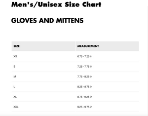 Black Diamond Gridtech Storm Hood Gloves Size Chart - White Mountain Ski Co