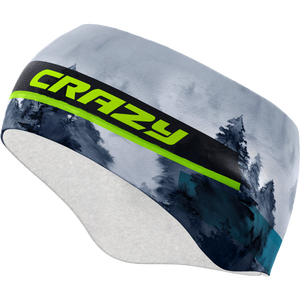 Headband with 'CRAZY' branding and nature design on a white background