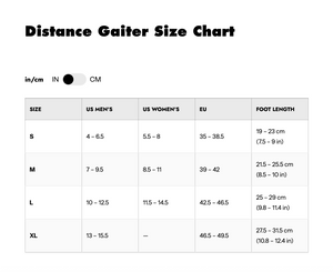 Black Diamond Distance Gaiter Size Chart - White Mountain Ski Co