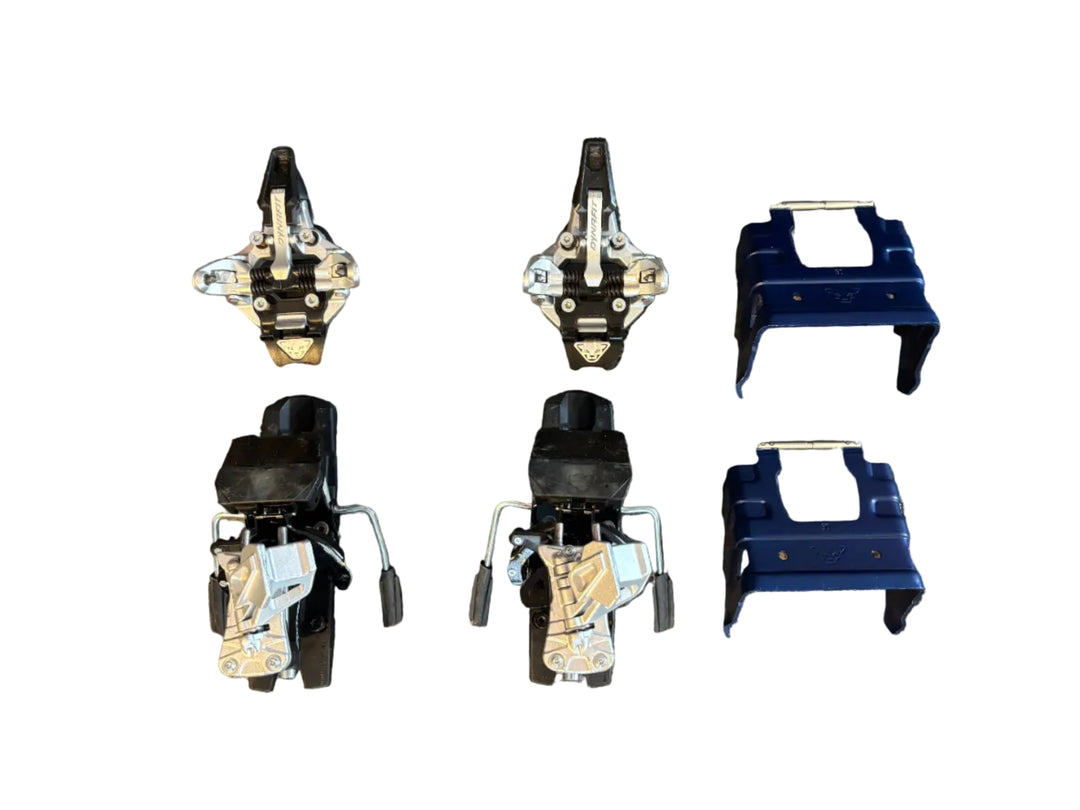 Set of six mechanical components on a textured gray surface