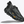 Black and gray trail running shoe with unique tread pattern on a white background