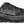 Black and gray running shoe with visible branding on a white background