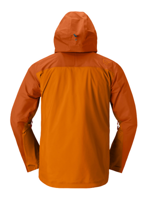 Orange rain jacket on a gray background