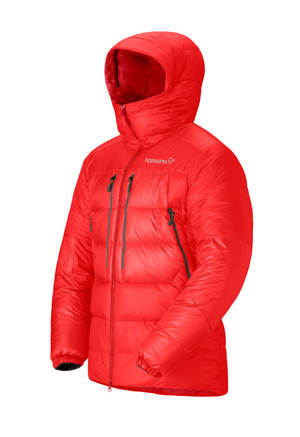 Red jacket with a hood on a gray background