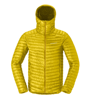 Yellow jacket with a hood on a gray background