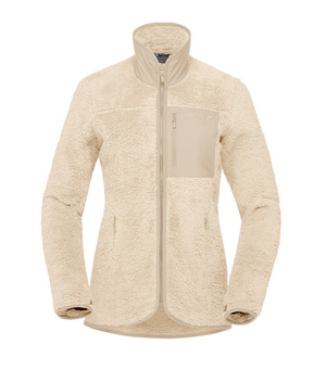 Beige quilted jacket on a white background