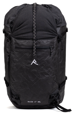 Black backpack with a brand logo on a white background