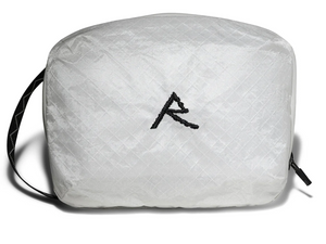 White with a black logo on a white background