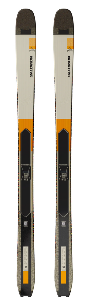 Two skis with a visible brand logo on a white background