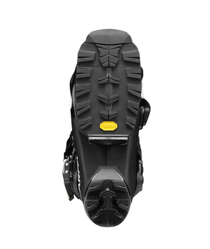 Black boot sole with tread pattern on a white background