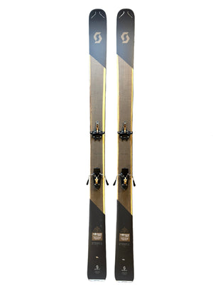 Pair of skis with bindings on a white background, featuring the Jones logo.