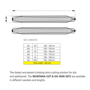 Montana Climbing Skins - Cut & Go - ADRENALINE - 140 mm - White Mountain Ski Co