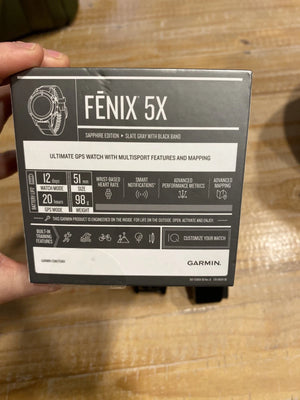 Garmin Fenix 5X Plus Sapphire with NEW Black Strap - White Mountain Ski Co