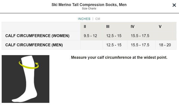 CEP Merino Ski Socks Size Chart